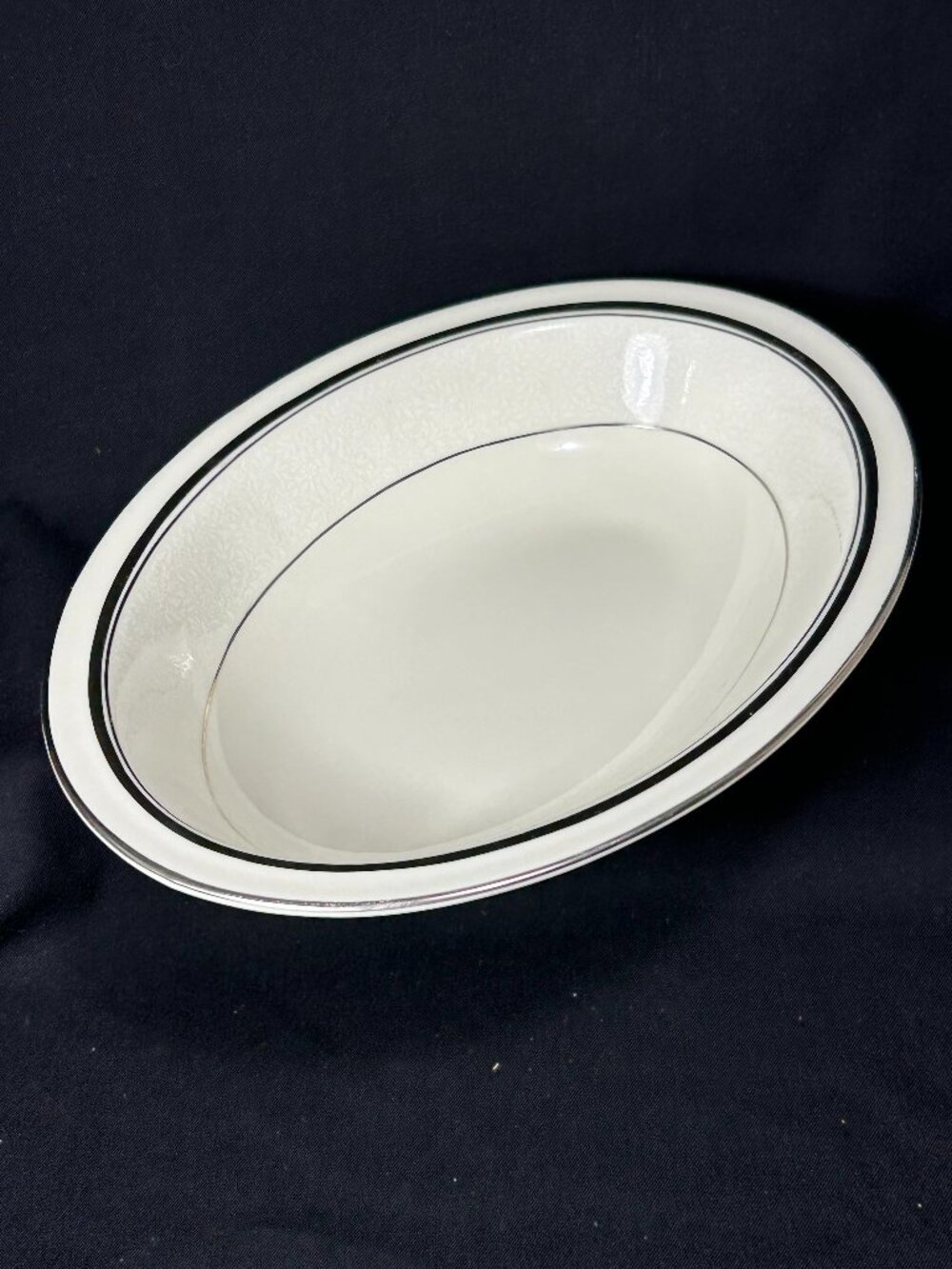 oval vegetable serving bowl. Minton UK Bridal Veil